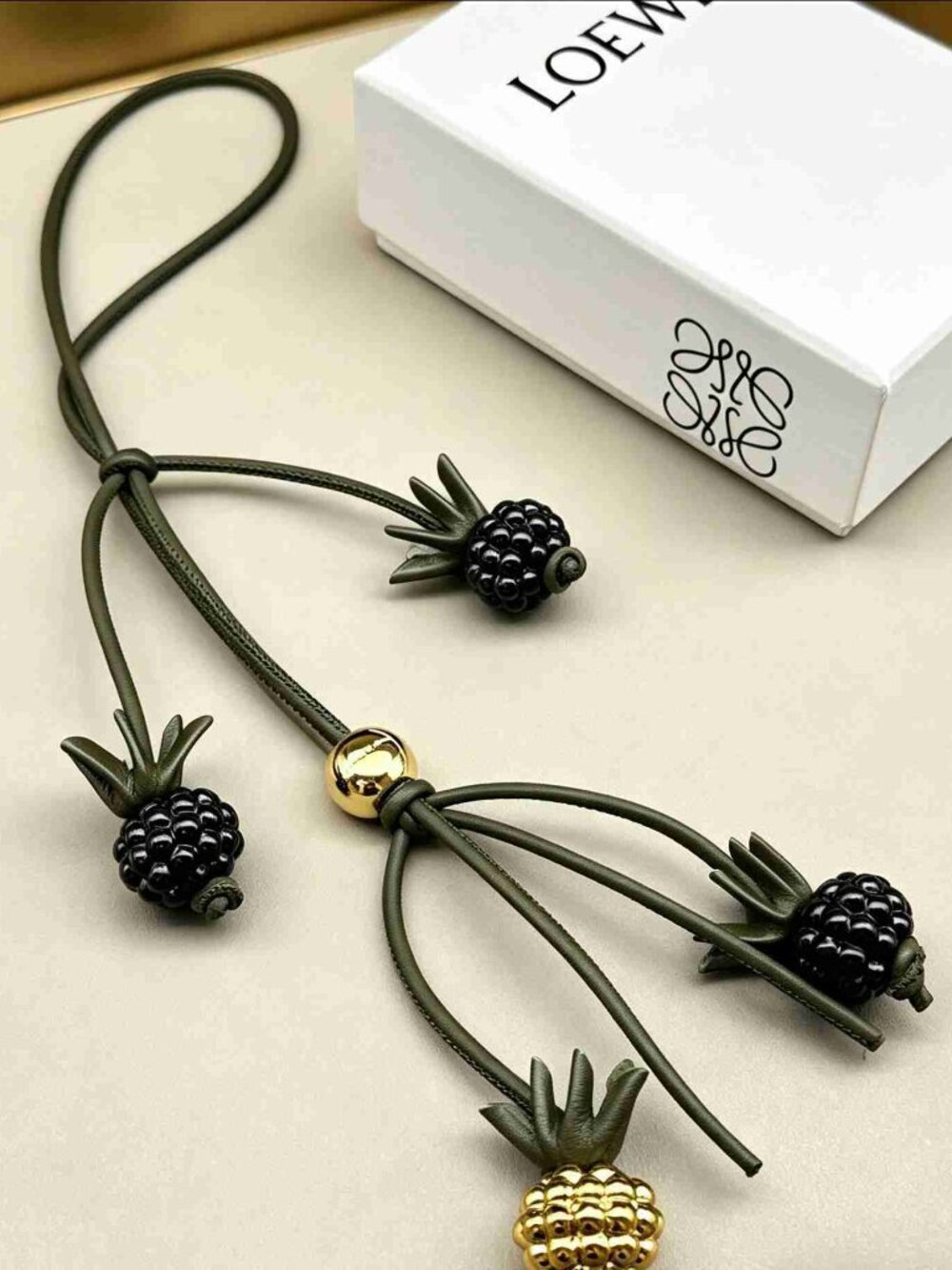 LOEWE Multifruit Leather Charm with Anagram Ball